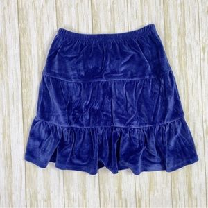 Garnet Hill Blue Velour Pull On Twirl Skirt